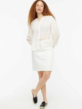J. Crew NWT❗️Button-front denim skirt in white